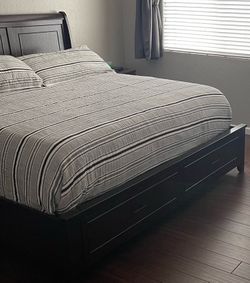 Black Wood Sleigh Bed Frame