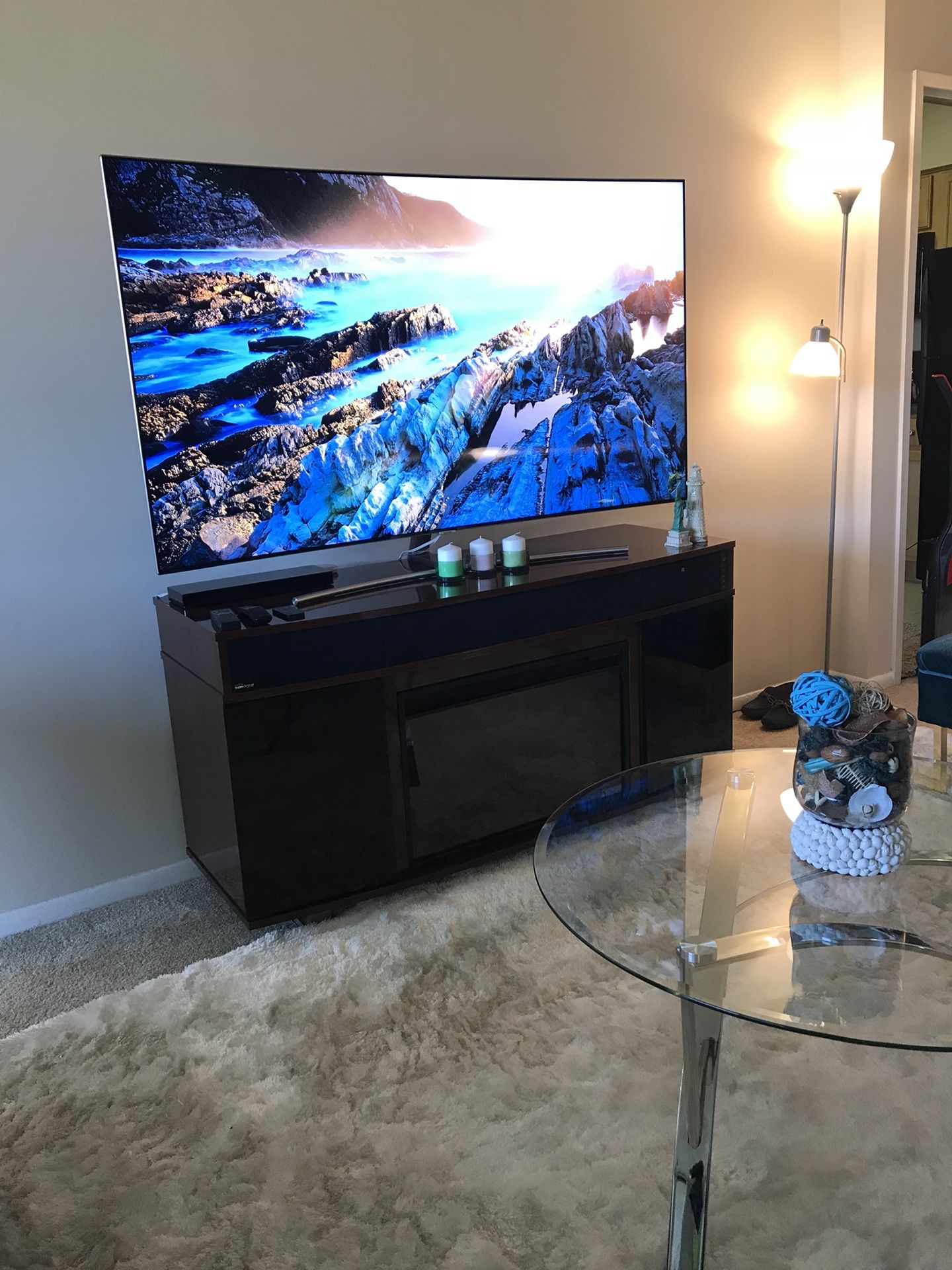 Tv stand ( brown and white)