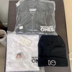 New Imaginary Ones Merch Bundle Bomber Jacket Black, White Shirt + Beanie XL NEW
