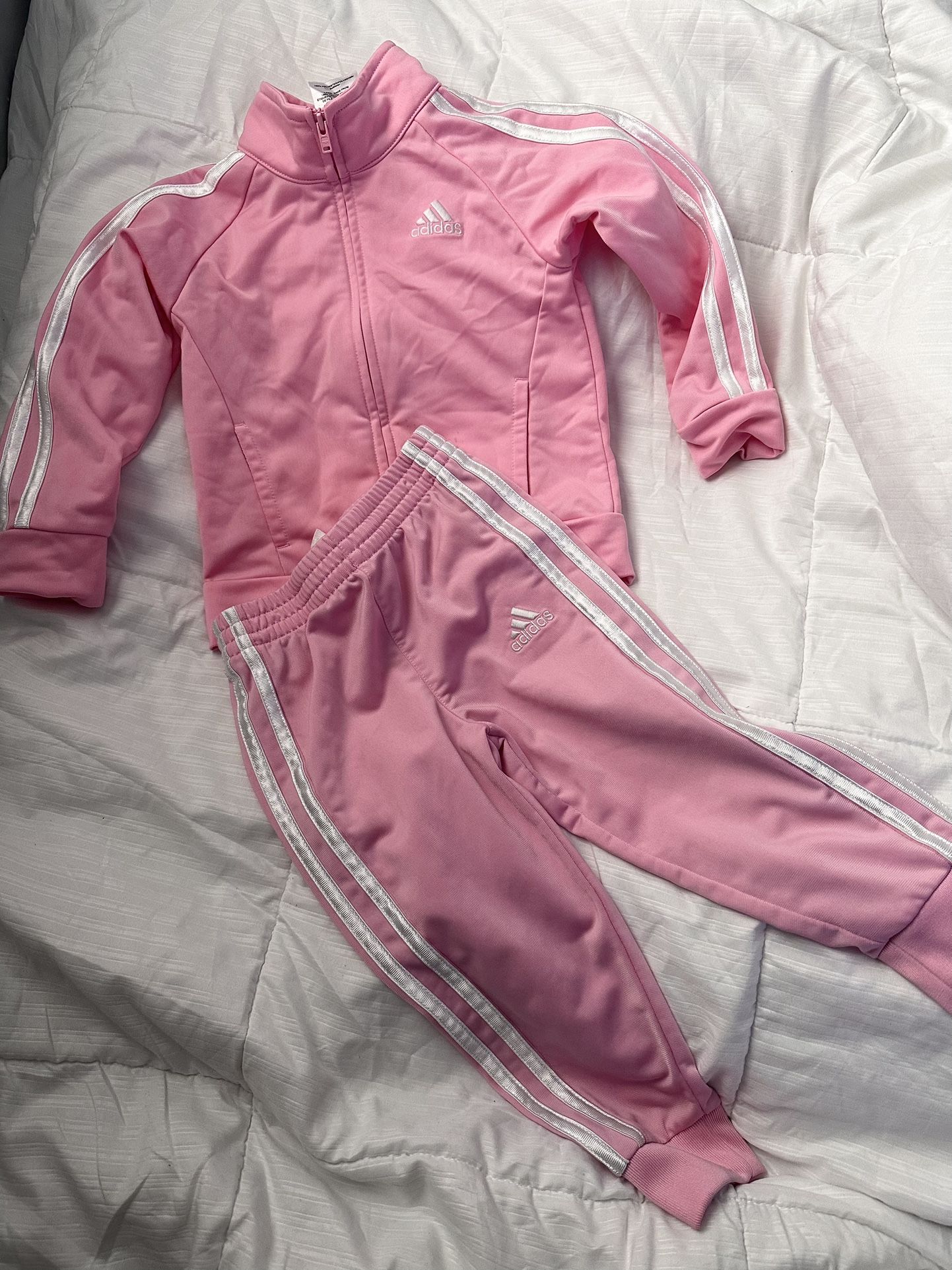 Pink Girls Adidas Track Suit Set