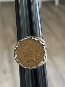 VTG Sterling Silver Indian Head Penny Ring Sz 8.6 adjustable