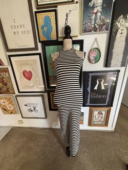 Zara Black & White Form Fitting Long Dress