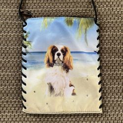 Cavalier King Charles Spaniel Dog Crossbody Shoulder Bag Blenheim Beach Tropical