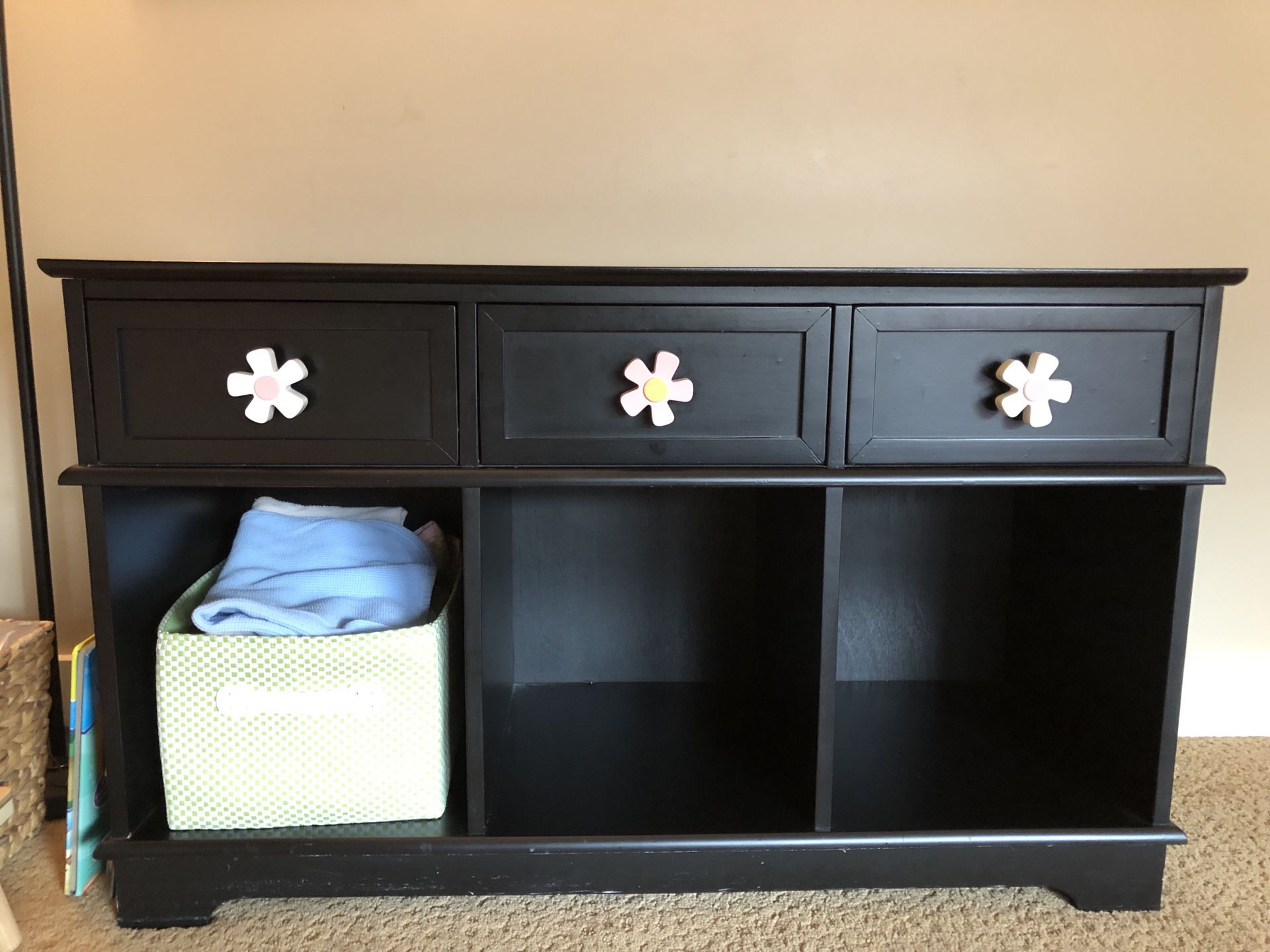 Baby changing table with cubbies