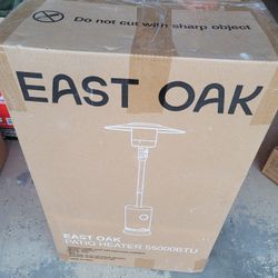 EAST OAK 55,000 BTU Propane Patio Heater with Round Table & Stainless Steel Burner, Outdoor Heater with Wheels, Ideal For Large Patios, Gardens, Outdo