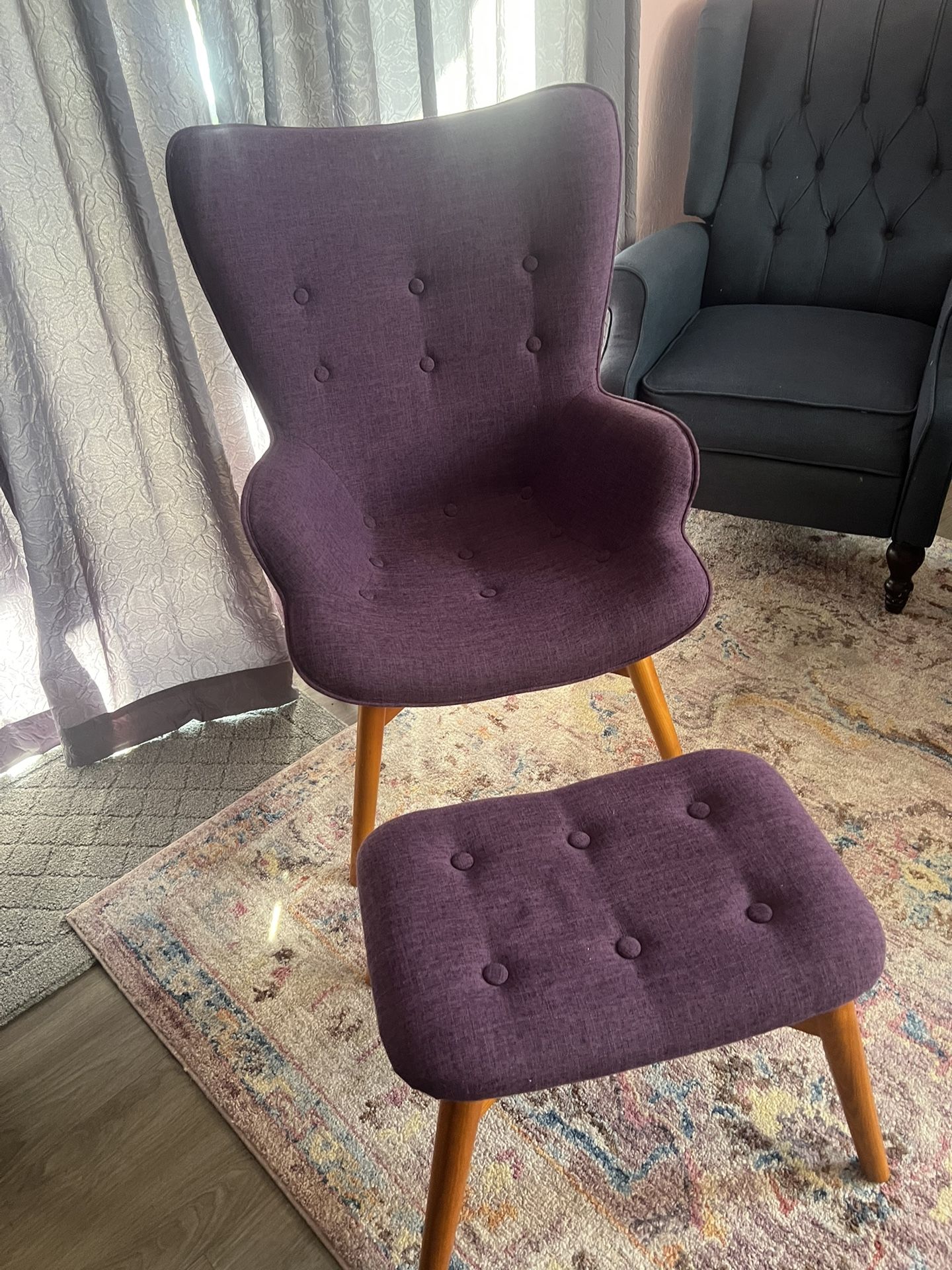 Really Cute Purple Chair and Ottoman