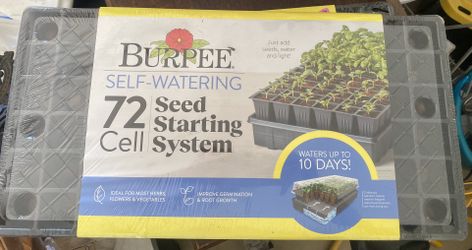 Burpee 72 Cell Self Watering Greenhouse Kit seed growing kit a peat pellet. 