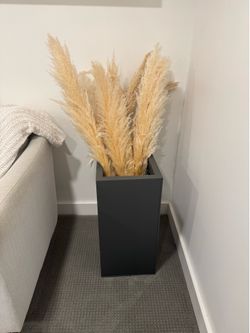 Floor Planter with Faux Pampas Grass – Boho Home Décor