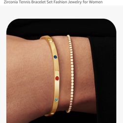 2-piece   New 14 karat gold plated bracelet, and cuff.   $8.