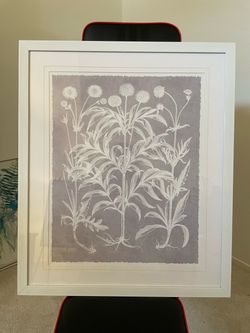 Pretty lilac and white plant print painting