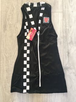 Sexy Racer track tight bodycon dress with zipper plus fishnet stockings