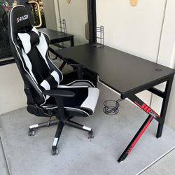 New In Box 47x24x30 Inch Tall Gamer Gaming Desk Table With S-Racer Ergonomic Computer Game Chair Office Furniture Combo Set