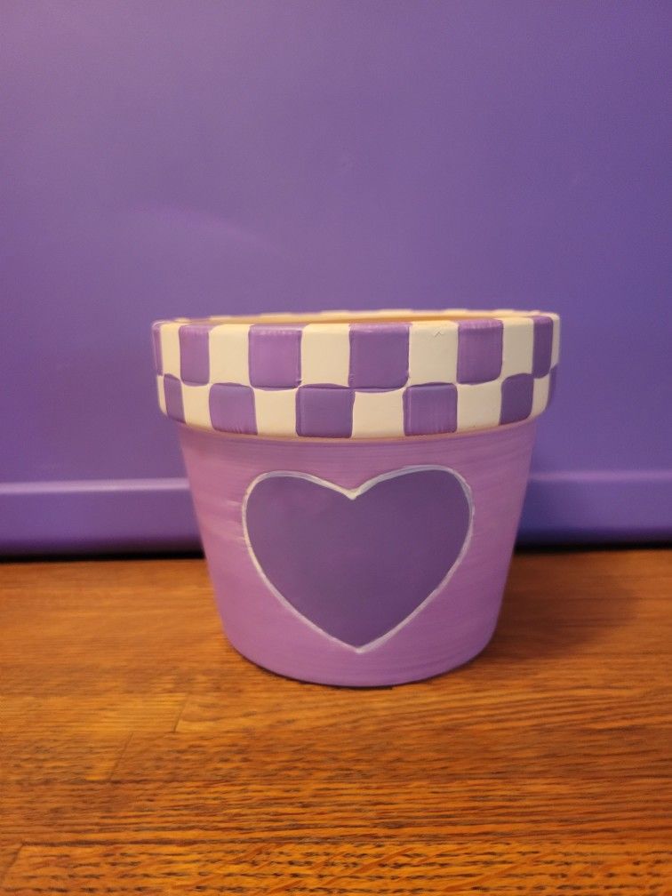 Purple Hand Painted Ceramic Pot 