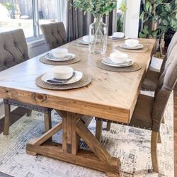 Custom Dining Table Farmhouse Country French Modern Rustic Solid Wood Set Restoration Hardware Insp Bench Hand Built Round Oval Counter Breakfast  