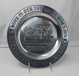 METAL PEWTARES  COLECTIBLE PLATE  WILTON COLUMBIA HOME BARBARA FRITCHIE.