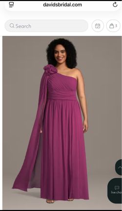 Size 24 David's Bridal One-Shoulder Chiffon Gown