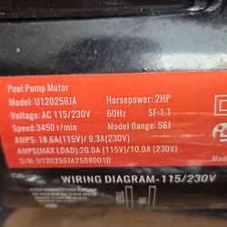 U120256JA Pool Pump Motor  56J , 3450 RPM