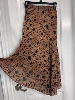 Cheetah Midi Open Slit Skirt Size Small