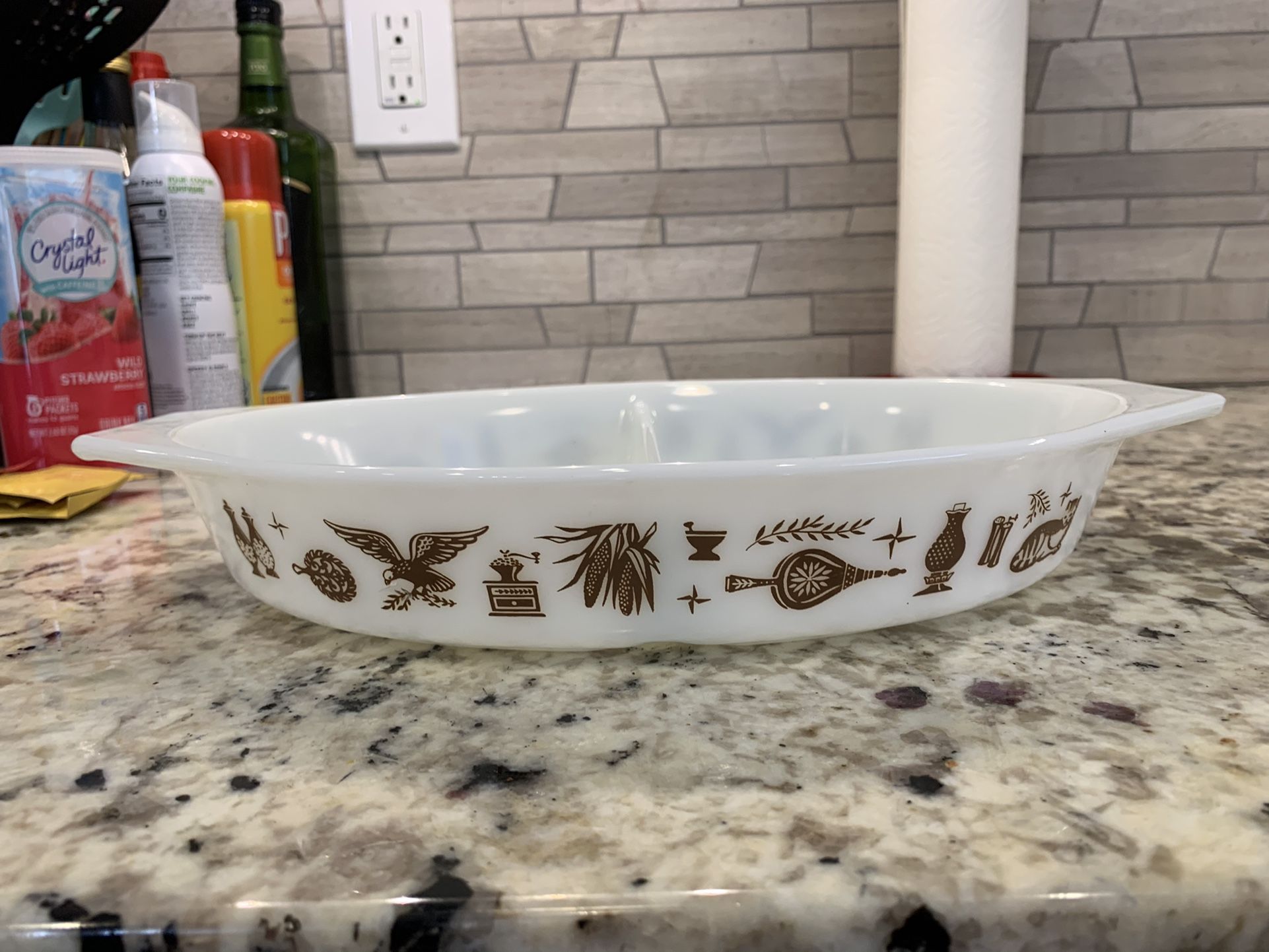 Pyrex White Early American Divided Dish 