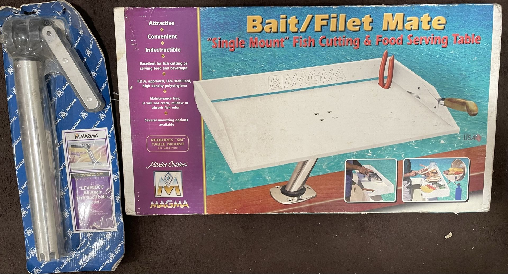 Cost 184$ Still New In Box! Boat Bait/Filet/Drink Station Magma, Mount Included