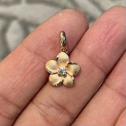 14K Rose Gold Diamond Flower Pendant Only