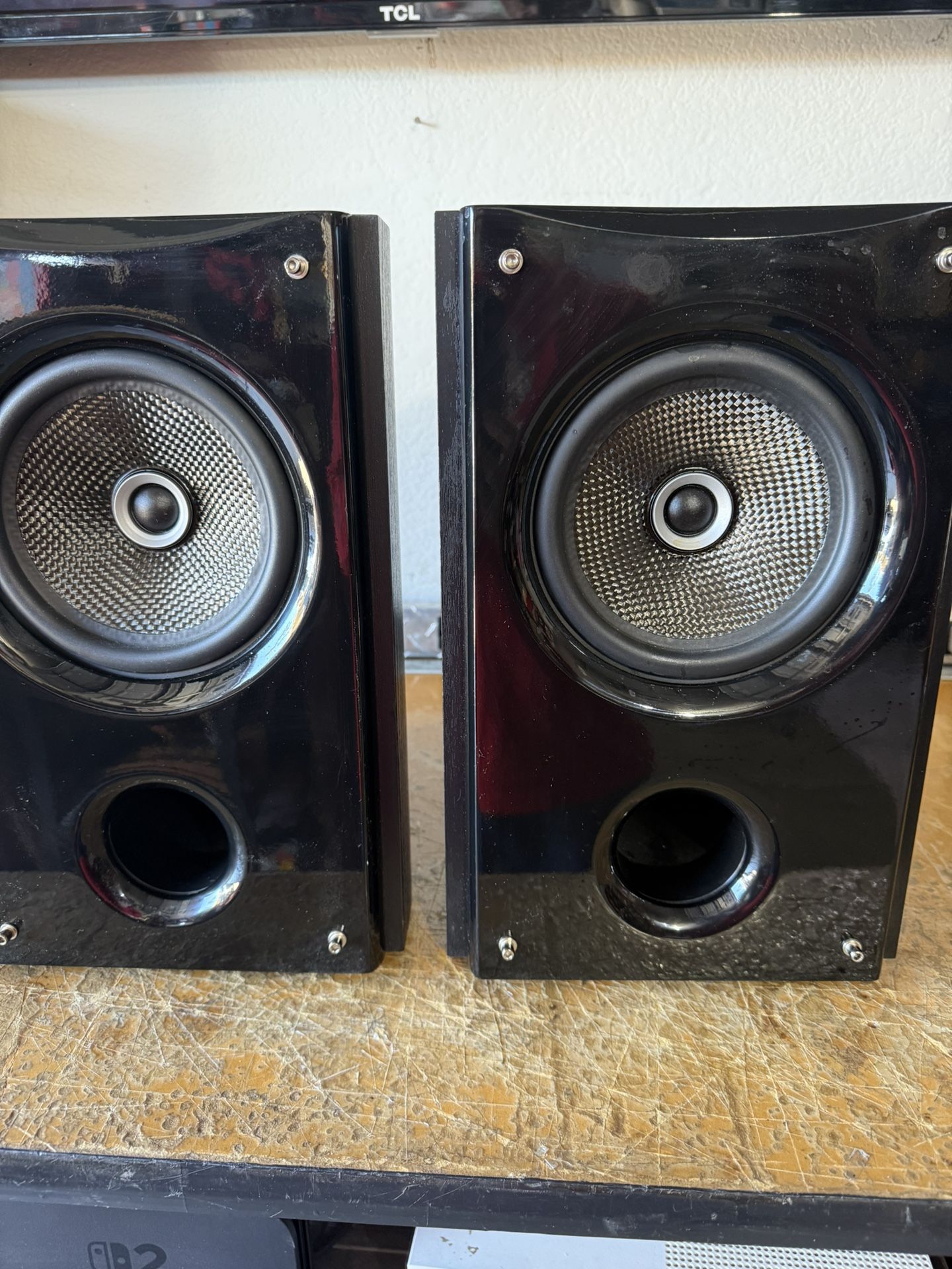 Insignia Bookshelf Speakers Pair – Home Theater Surround Sound – Stereo Audio – 120W 8 Ohm