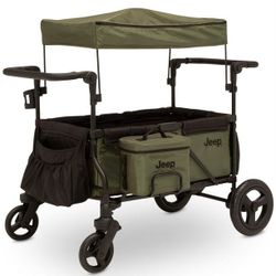 Jeep Wrangler Deluxe Stroller Wagon + Accessories - Green