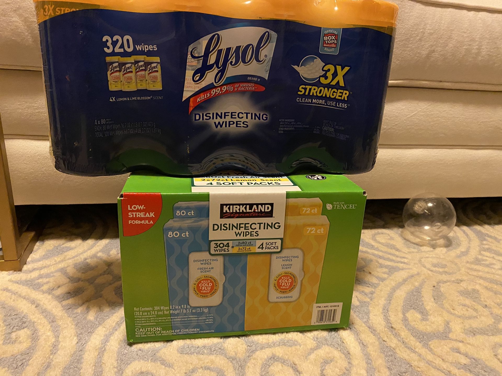 Lysol and Kirkland Wipes
