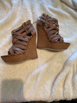 Madden Girl Cognac wedges