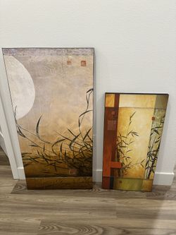 Modern Abstract Bamboo Wall Art – Set of 2