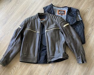 Bilt Brown Leather Motorcycle Jacket With Liner