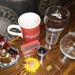 coke cola refrigerator magnets , German wine glass and more