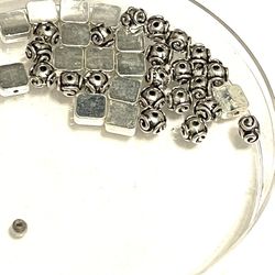 Silver Metal Geometric Beads 5-7mm