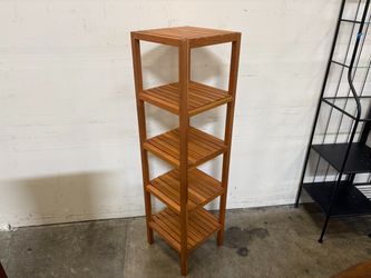 Petite Slatted Wood 5 Tier Shelf