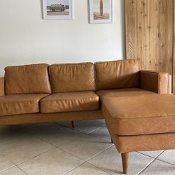 Vegan Leather Couch & Ottoman & Arm Chair