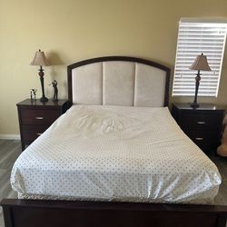 Queen Bedroom Set , Bed Frame , Mattress, Box Spring, 2 Night Stand With  2 Drawers  From Ashley  Furniture 