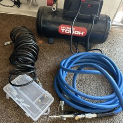 Hyper Tough Air Compressor With 25f Hose