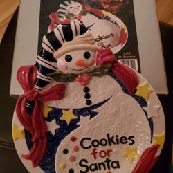 Noritake Cookie Plate Christmas Winter Snowman NIB New