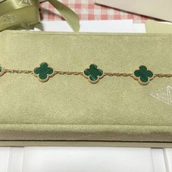 Van Cleef & Arpels Vintage Alhambra 14k yellow Gold 5 Motifs Malachite Bracelet