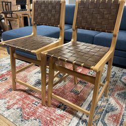 New Pair Woven Counter Height Barstools