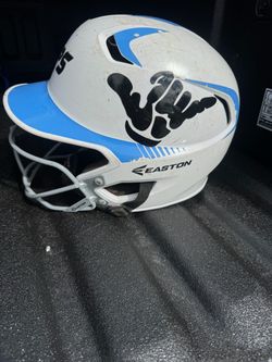 Easton JR White Blue Softball Helmet w/ Face Guard