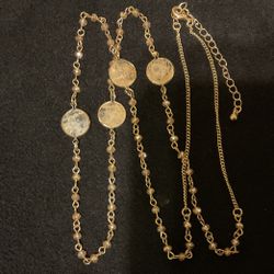 30”-36” Gold Plated And Crystal Necklace 