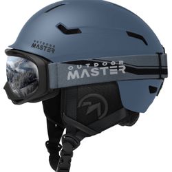 NEW* OutdoorMaster Ski Helmet Set, with Goggles for Adults - Blue - Size M
