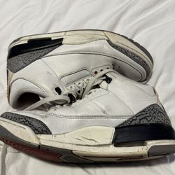 Air Jordan 3 Retro “Fire Red” White/Black-Cement Grey Varsity Red Men’s Size 10 