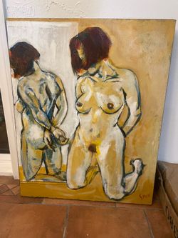 Original Ernesto Seco Acrylic on Canvas "Blue Moon" 2005.  30x24 ex cond as is pick up deliver.