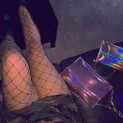 Pink hologram clutch