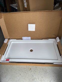 60”X30” Shower Base Stand Up Pan Center Drain in white bath bathroom