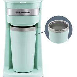 BRAND NEW IN BOX Elite Gourmet Personal Coffee Maker with Stainless Steel Mug - Color: Mint 