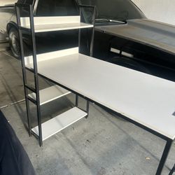White desk metal frame