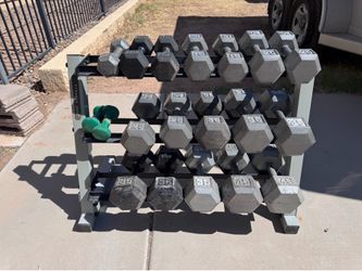 Weight set and bench-17 dumbbells